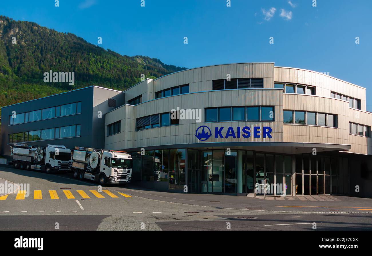 Schaanwald, Liechtenstein - 20. Mai 2022: Die Firma Kaiser ist bekannt für Innovationen im Zusammenhang mit der Entwicklung von Umweltfahrzeugen Stockfoto