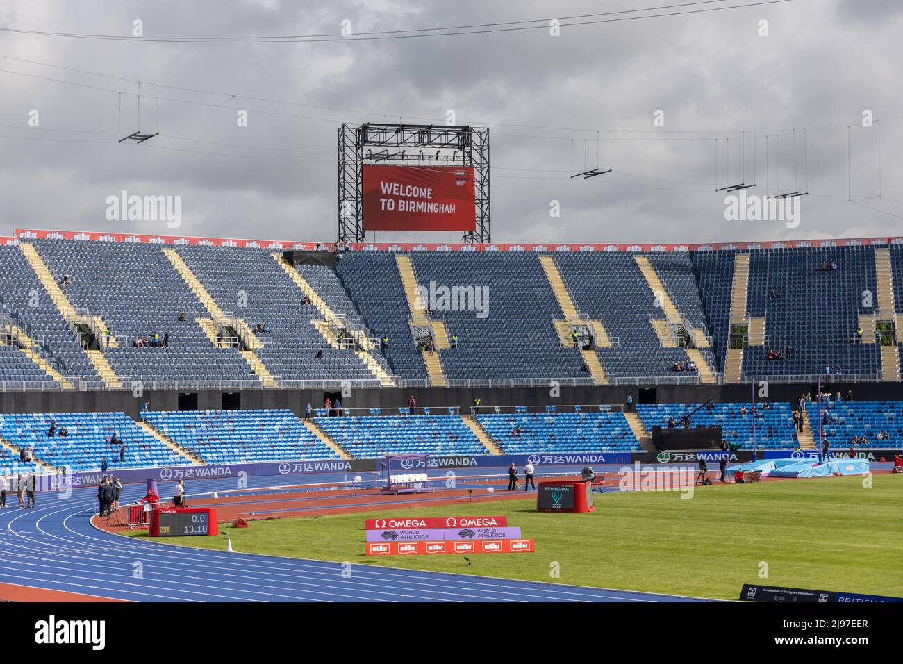 Birmingham, Großbritannien. 21 Mai 2022. Das Alexander-Stadion vor dem Müller Diamond League Event in Birmingham, England. Die Diamond League ist eine jährliche Serie von Elite-Leichtathletik-Wettbewerben, die vierzehn der besten eingeladenen Leichtathletik-Treffen umfasst. Kredit: Sporting Pics / Alamy Live Nachrichten Stockfoto