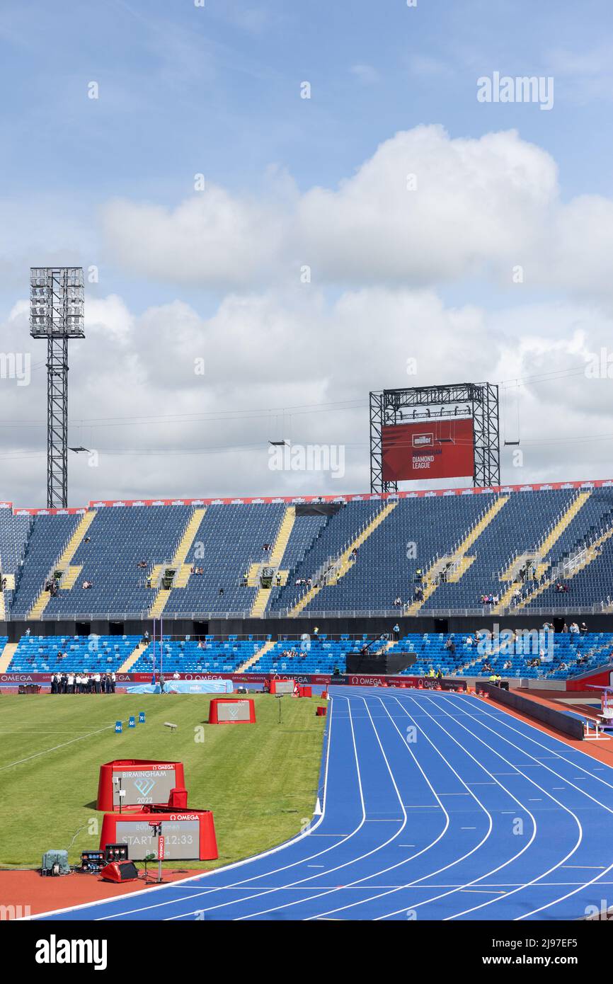 Birmingham, Großbritannien. 21 Mai 2022. Das Alexander-Stadion vor dem Müller Diamond League Event in Birmingham, England. Die Diamond League ist eine jährliche Serie von Elite-Leichtathletik-Wettbewerben, die vierzehn der besten eingeladenen Leichtathletik-Treffen umfasst. Kredit: Sporting Pics / Alamy Live Nachrichten Stockfoto