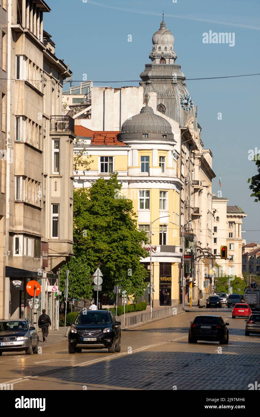 Blick auf den Tsar Osvoboditel Boulevard in Sofia, Bulgarien, Osteuropa, Balkan, EU Stockfoto