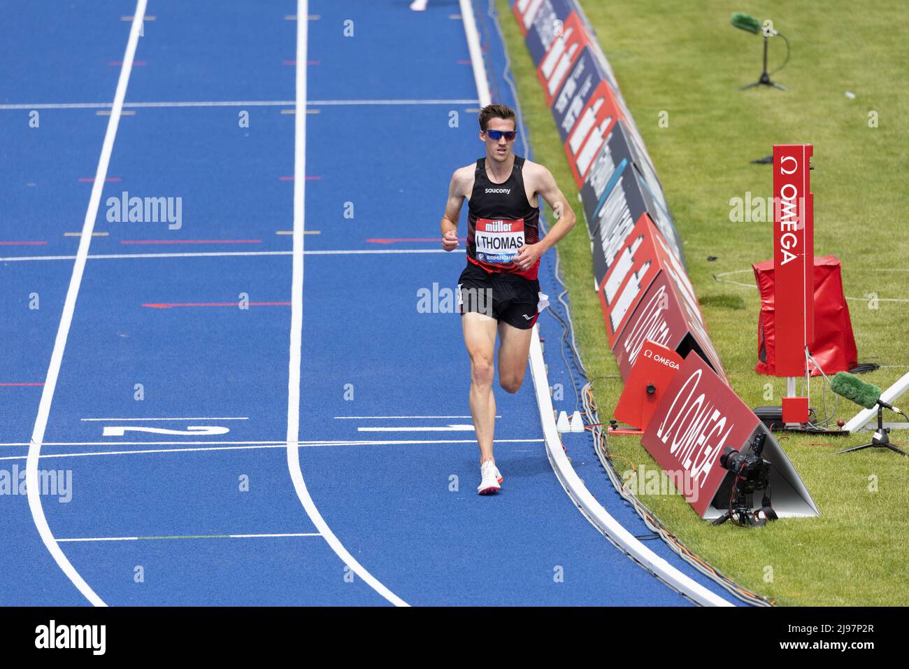 Birmingham, Großbritannien. 21.. Mai 2022. Leuan Thomas (GBR) in der Männer-3000m-Steeplechase während der Müller Diamond League Leichtathletik-Veranstaltung im Alexander Stadium in Birmingham, Großbritannien. Die Diamond League ist eine jährliche Serie von Elite-Leichtathletik-Wettbewerben, die vierzehn der besten eingeladenen Leichtathletik-Treffen umfasst. Kredit: Sporting Pics / Alamy Live Nachrichten Stockfoto