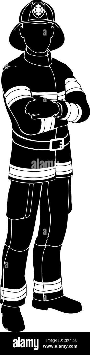Feuerwehrmann Person Silhouette Feuerwehrmann Stock Vektor