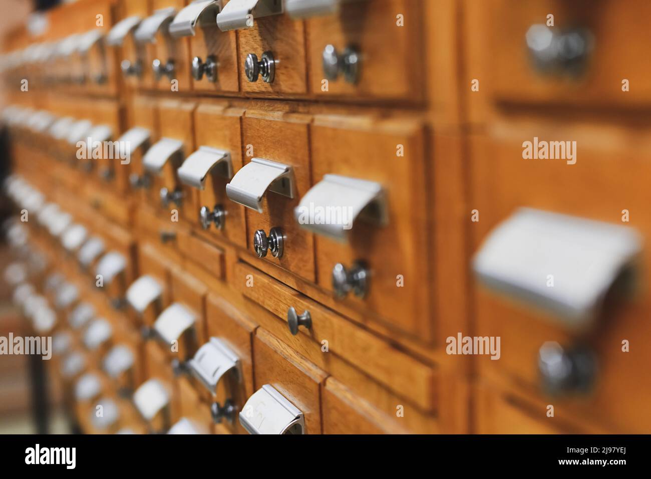 Das Feld „Bibliotheksausweis“ oder „Dateikatalog“. Stockfoto