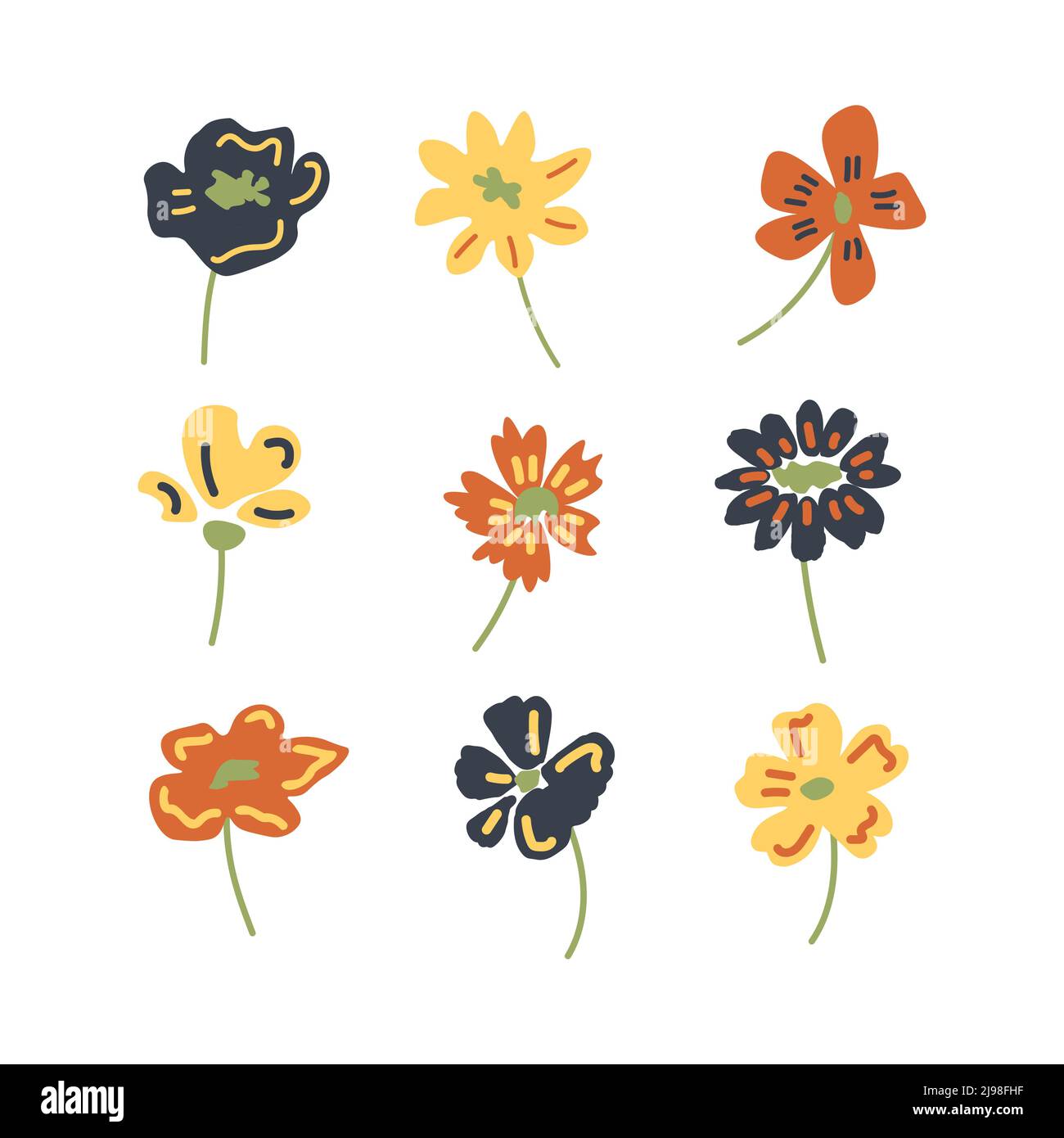 Isolierte einfache Blume Symbole gesetzt Stock Vektor