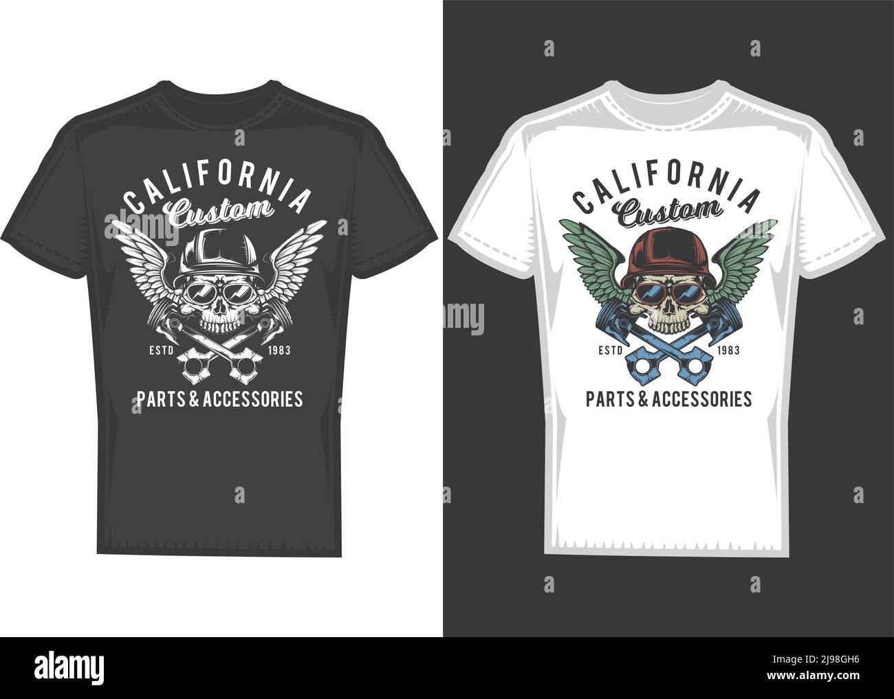 T-Shirt-Design auf 2 T-Shirts mit Plakaten von Stock Vektor