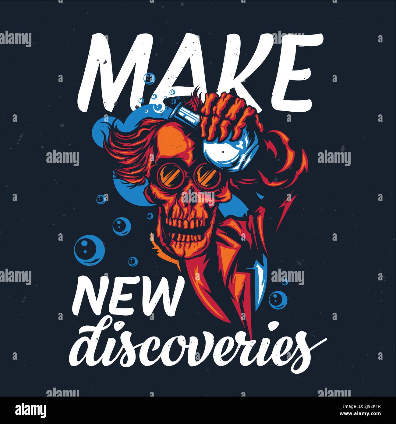 T-Shirt oder Poster Design mit Illustrationen von Skeleton Professor Stock Vektor