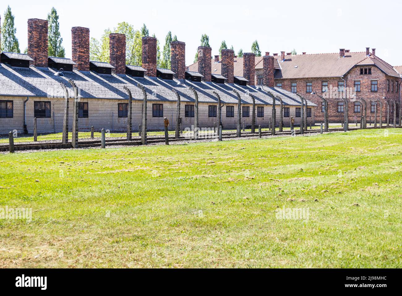 Teil des Konzentrationslagers Auschwitz-Birkenau. Jüdisches Vernichtungslager. Holocaust-Mahnmal Stockfoto