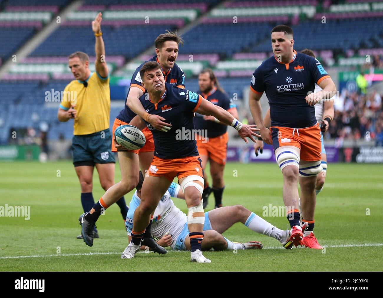 Während des Spiels der United Rugby Championship im Murrayfield Stadium, Edinburgh. Bilddatum: Samstag, 21. Mai 2022. Stockfoto