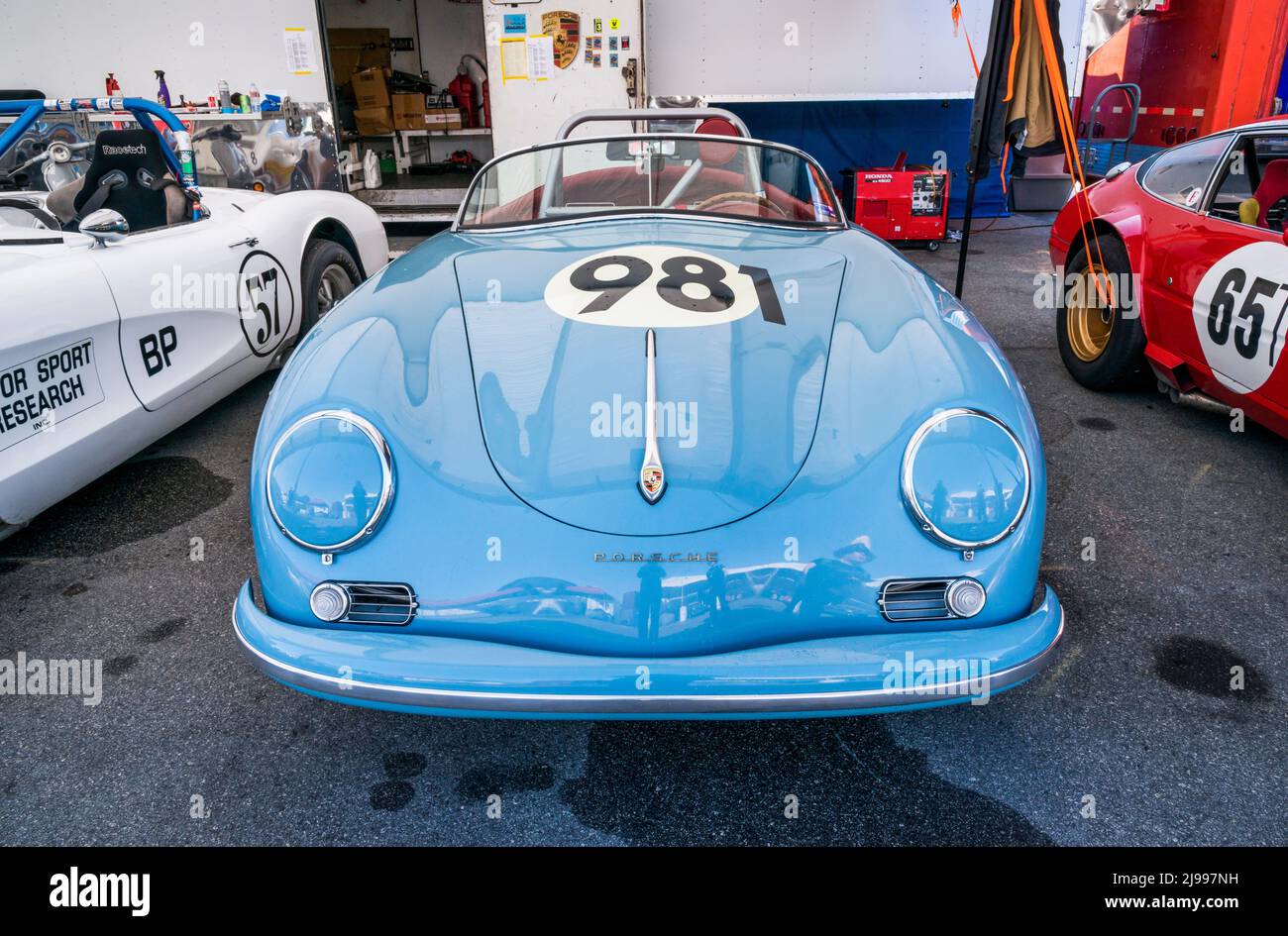 Porsche 356 Speedster beim Rolex Monterey Motorsports Reunion 2017 in Laguna Seca, während der Monterey Car Week Stockfoto