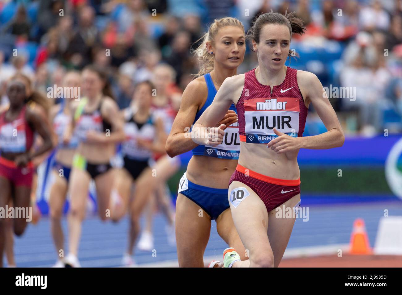Birmingham, England. 21.. Mai 2022. Laura Muir (GBR) beim Frauen-1500m-Rennen während der Müller Diamond League im Alexander Stadium in Birmingham, England. Kredit: Sporting Pics / Alamy Live Nachrichten Stockfoto