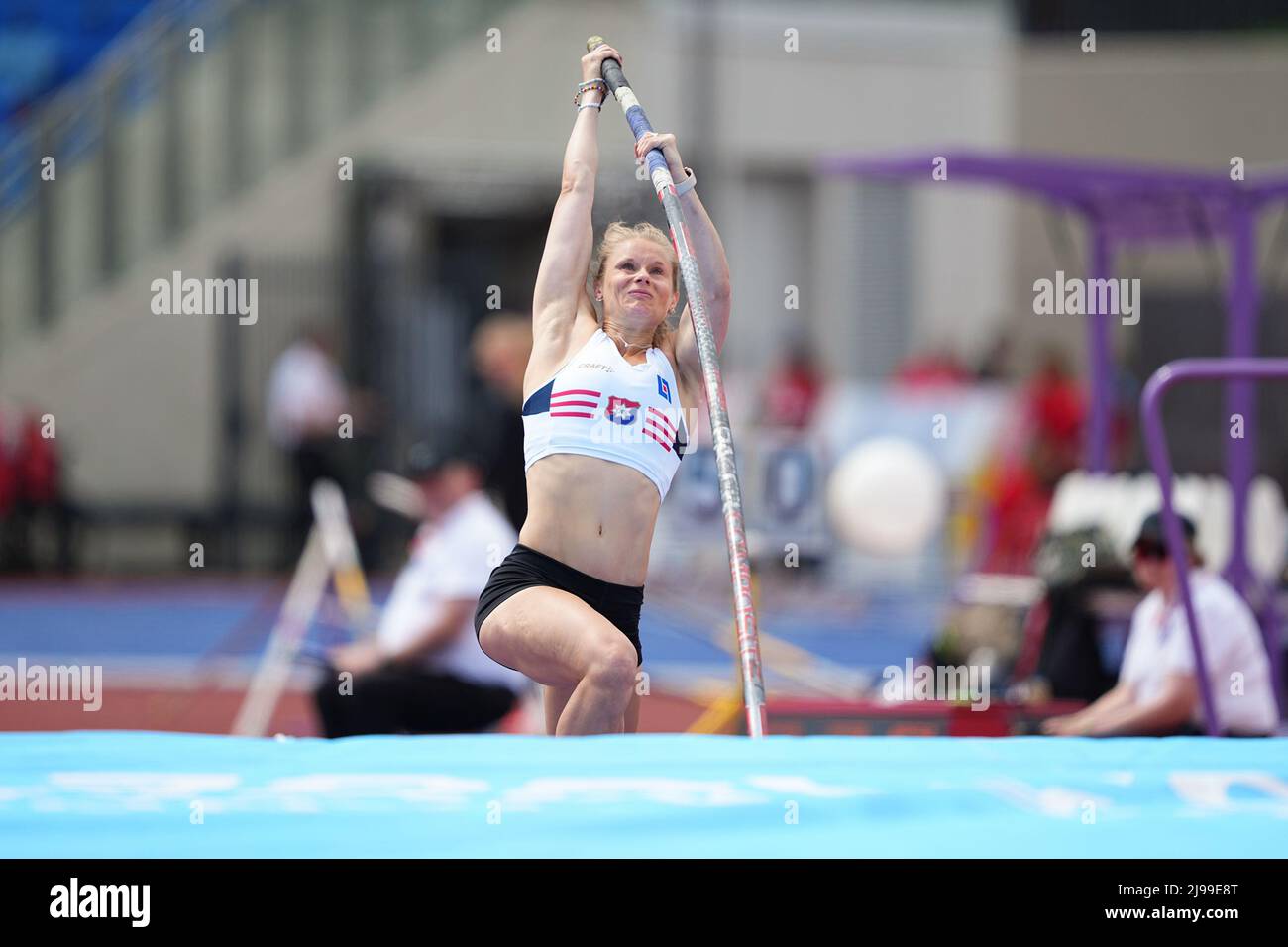 Michaela Meijer aus Schweden während des Stabhochsprungs der Frauen während des Muller Birmingham Diamond League Meetings im Alexander Stadium, Birmingham, England am 21. Mai 2022. Foto von Scott Boulton. Nur zur redaktionellen Verwendung, Lizenz für kommerzielle Nutzung erforderlich. Keine Verwendung bei Wetten, Spielen oder Veröffentlichungen einzelner Clubs/Vereine/Spieler. Stockfoto