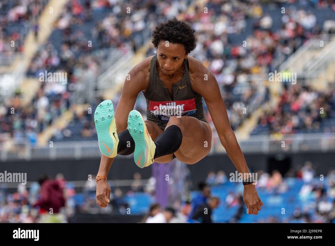 Birmingham, England. 21.. Mai 2022. Malaika Mihambo (GER) beim Frauen-Weitsprung während der Leichtathletik-Veranstaltung der Müller Diamond League im Alexander Stadium in Birmingham, England. Kredit: Sporting Pics / Alamy Live Nachrichten Stockfoto