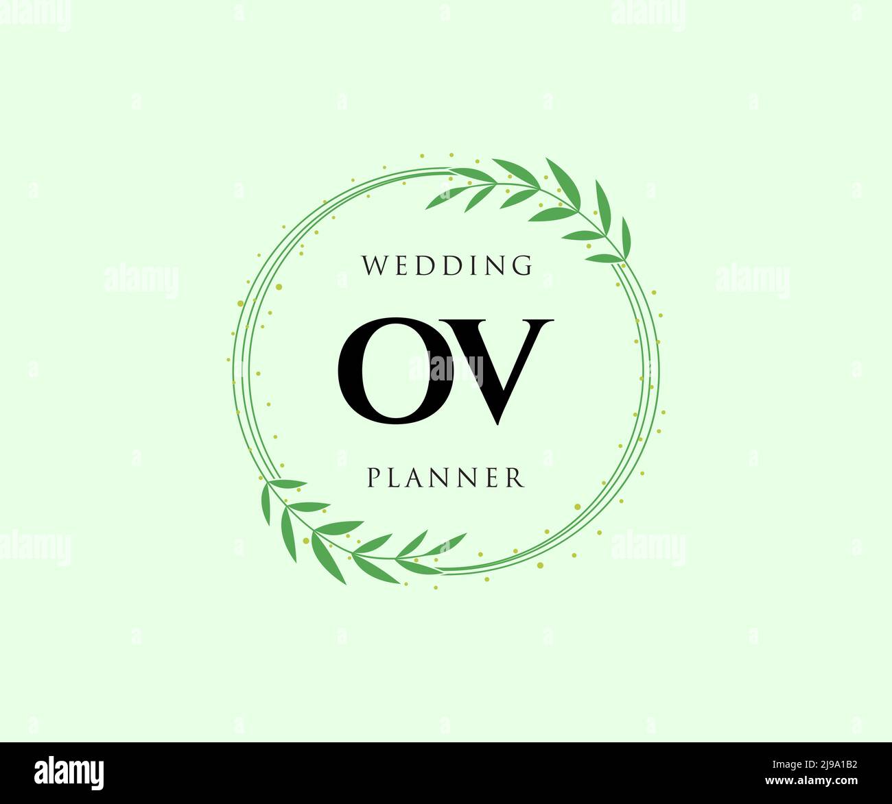 OV Initials Letter Hochzeitslogos Kollektion, handgezeichnete moderne minimalistische und florale Vorlagen für Einladungskarten, Save the Date, elegant Stock Vektor