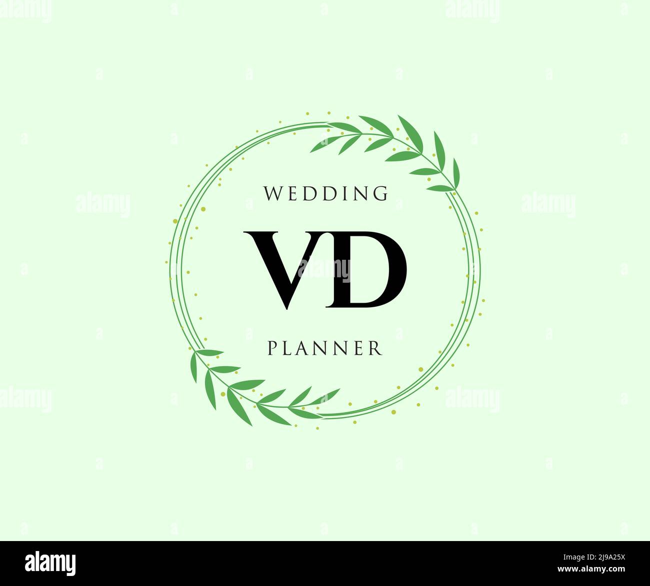 VD Initials Letter Hochzeit Monogram Logos Kollektion, handgezeichnete moderne minimalistische und florale Vorlagen für Einladungskarten, Save the Date, elegant Stock Vektor
