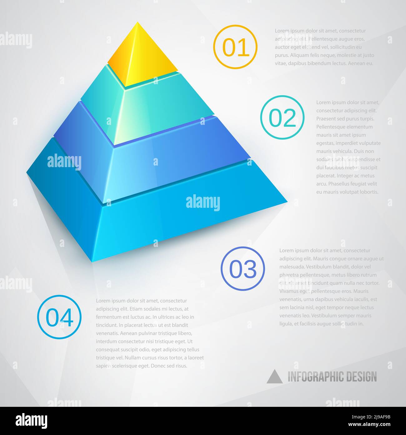 Präsentationsvorlage mit Pyramidendiagramm und Text, Vektor EPS10 Illustration Stock Vektor