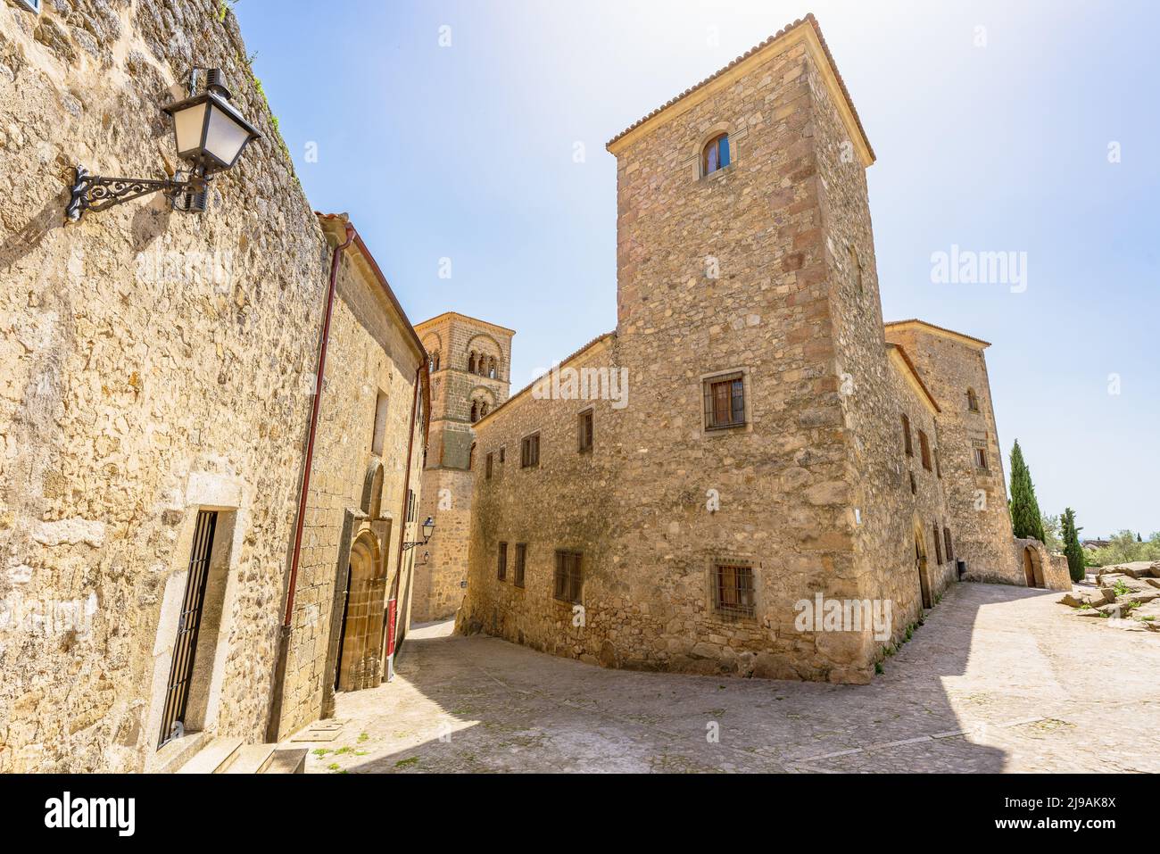 Idyllischer Blick auf das historische Zentrum von Trujillo, Extremadura, Spanien Stockfoto