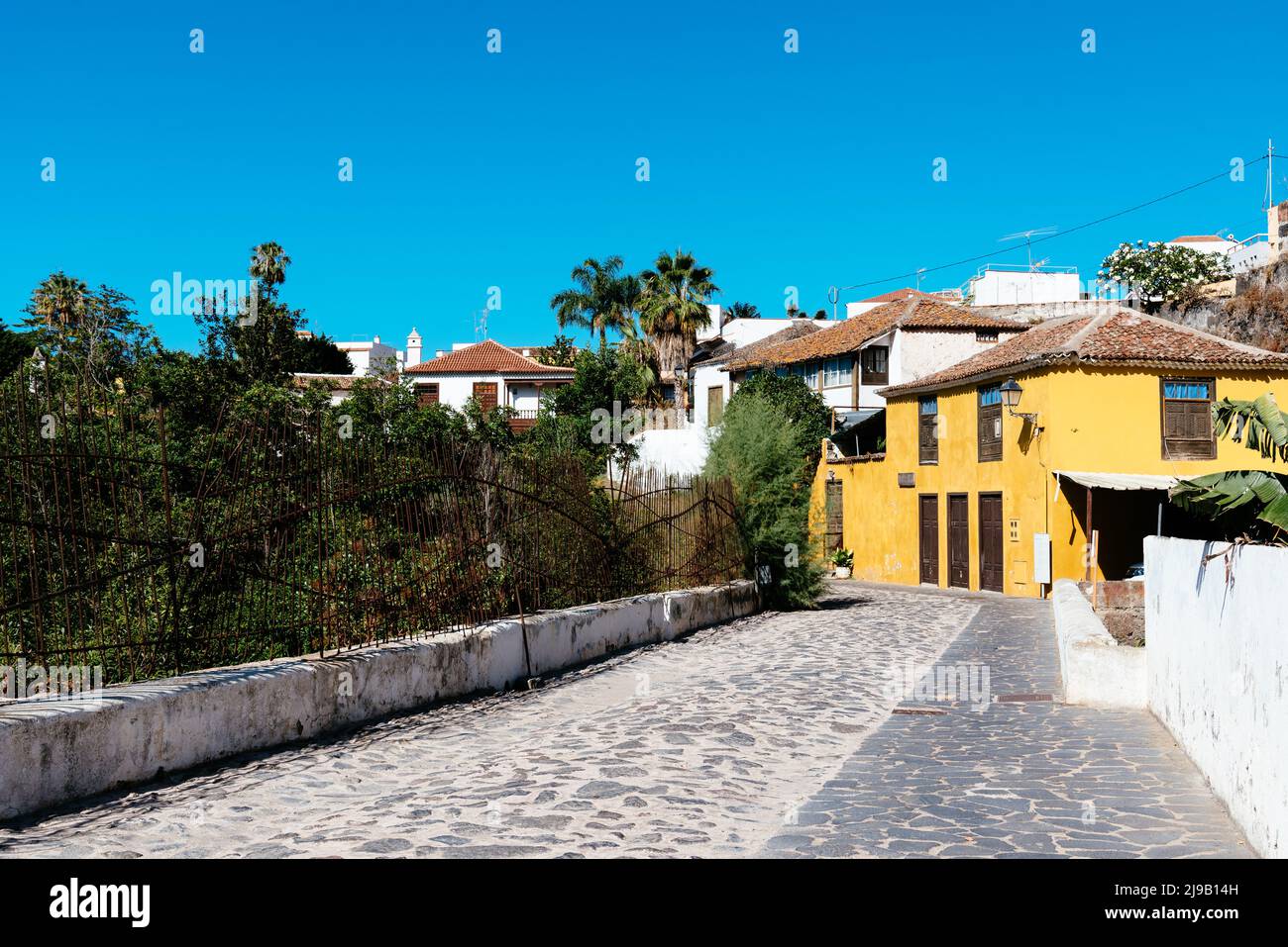 Traditionelle Häuser in der Altstadt von Icod de los Vinos, Teneriffa, Kanarische Inseln Stockfoto