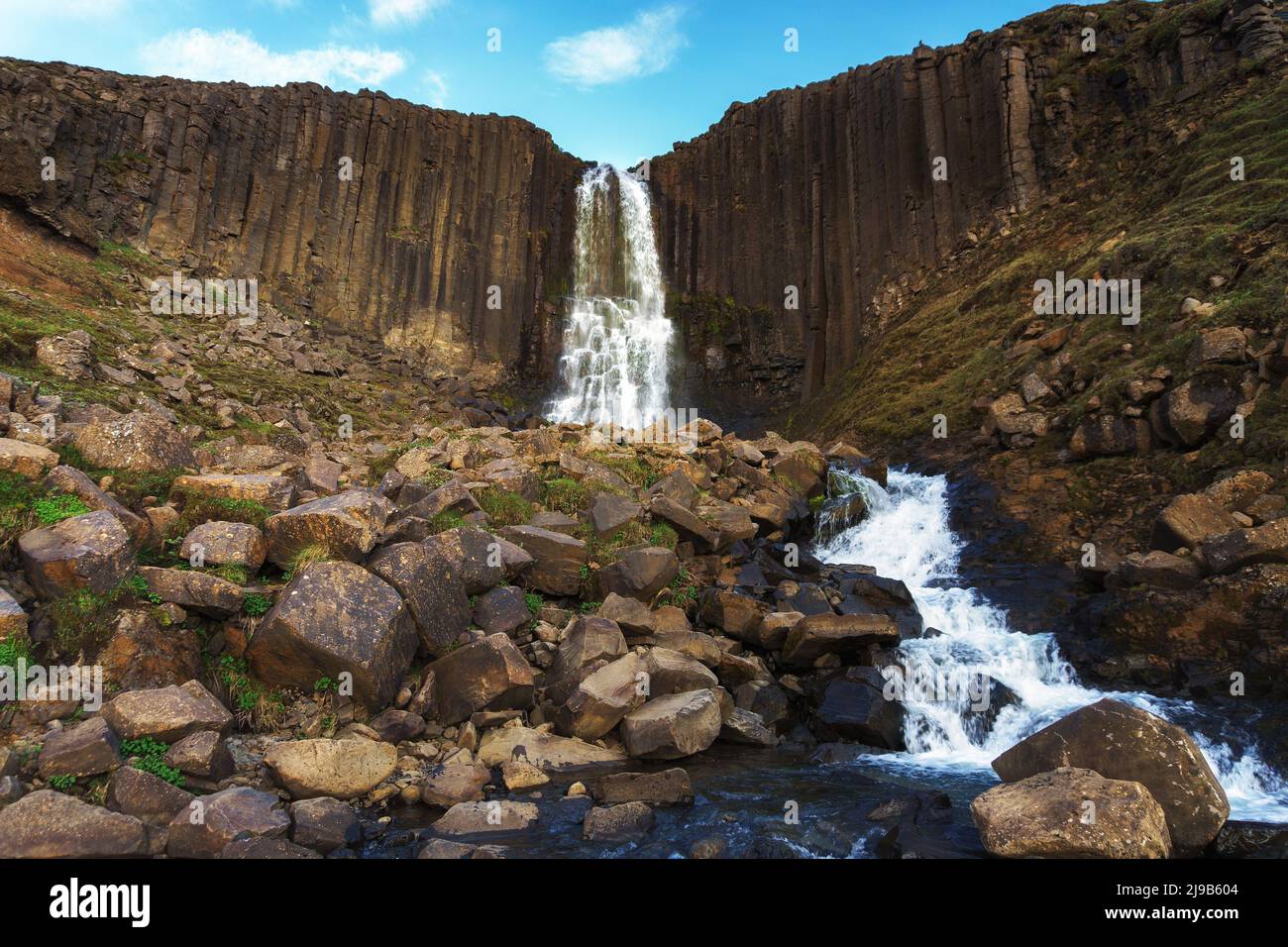 Studlafoss Wasserfall in Ostisland Stockfoto