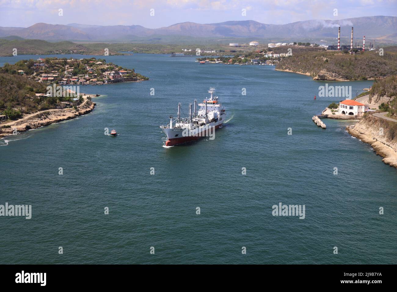 Blick auf den Eingang zur Bucht von Santiago de Cuba, Kuba Stockfoto