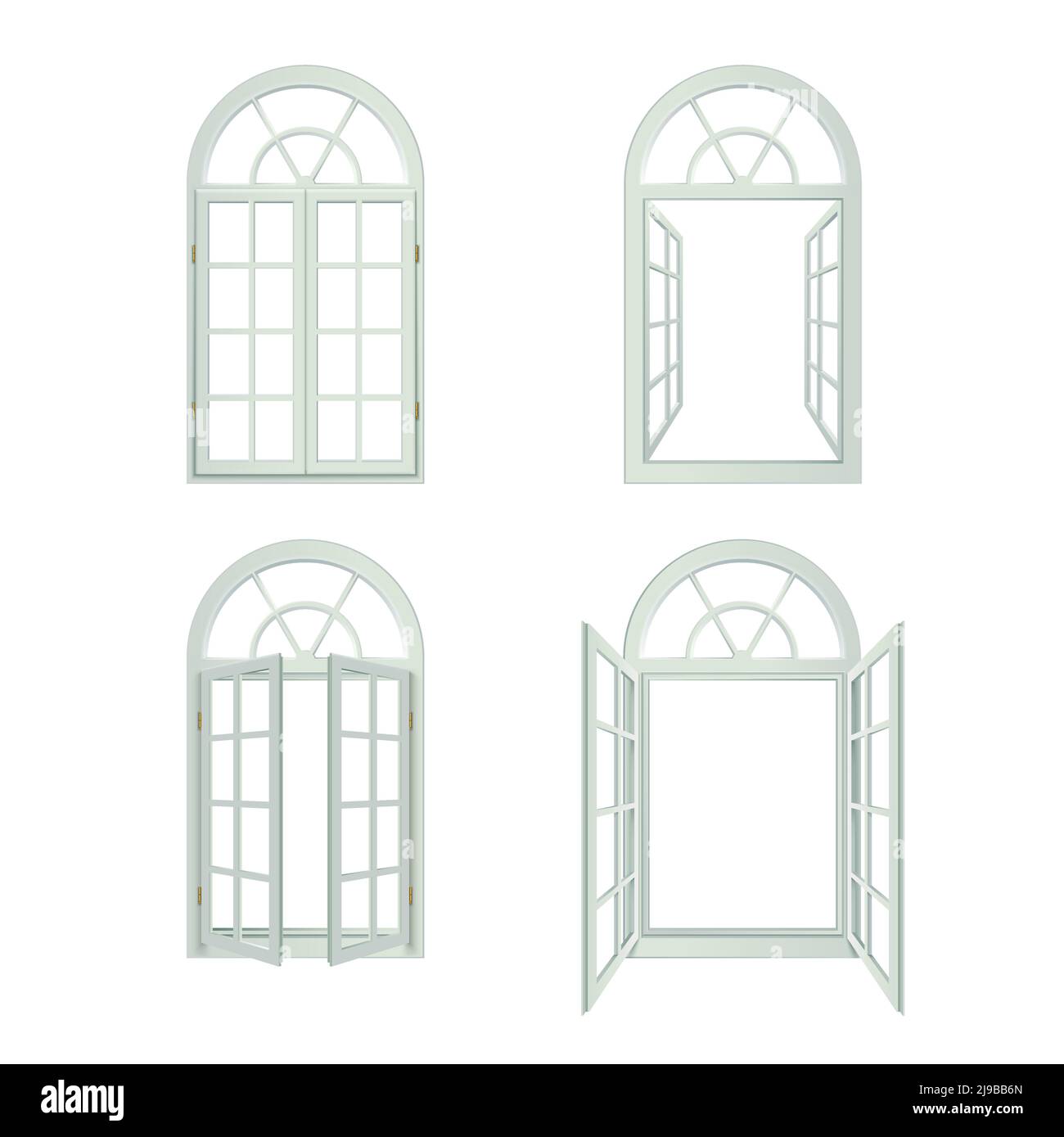 Windows-Bogensymbole Gesetzt. Bogenfenster Vektorgrafik.Bogenfenster Dekoratives Set. Windows-Designsatz Mit Bogenmuster. Bogenfenster Realistische Isola Stock Vektor