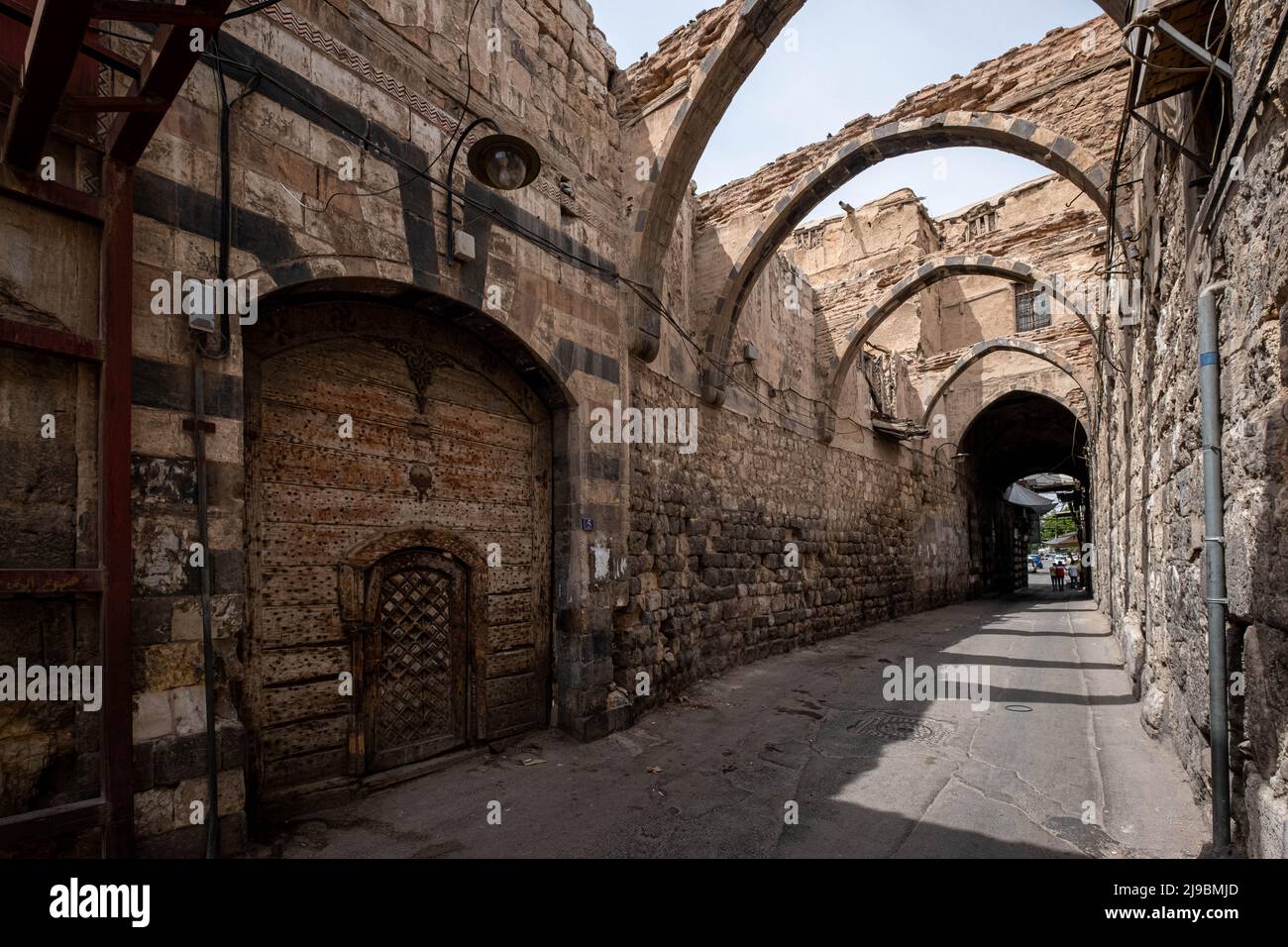 Historische orientalische Architektur in der Gasse der Altstadt von Damaskus Stockfoto