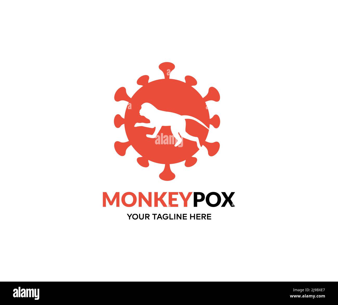 Monkeypox-Virus, Logo für Virenausbruch-Pandemie. MPXV-Virus, Diagnose von Infektionskrankheiten medizinisches Konzept Vektor-Design und Illustration. Stock Vektor