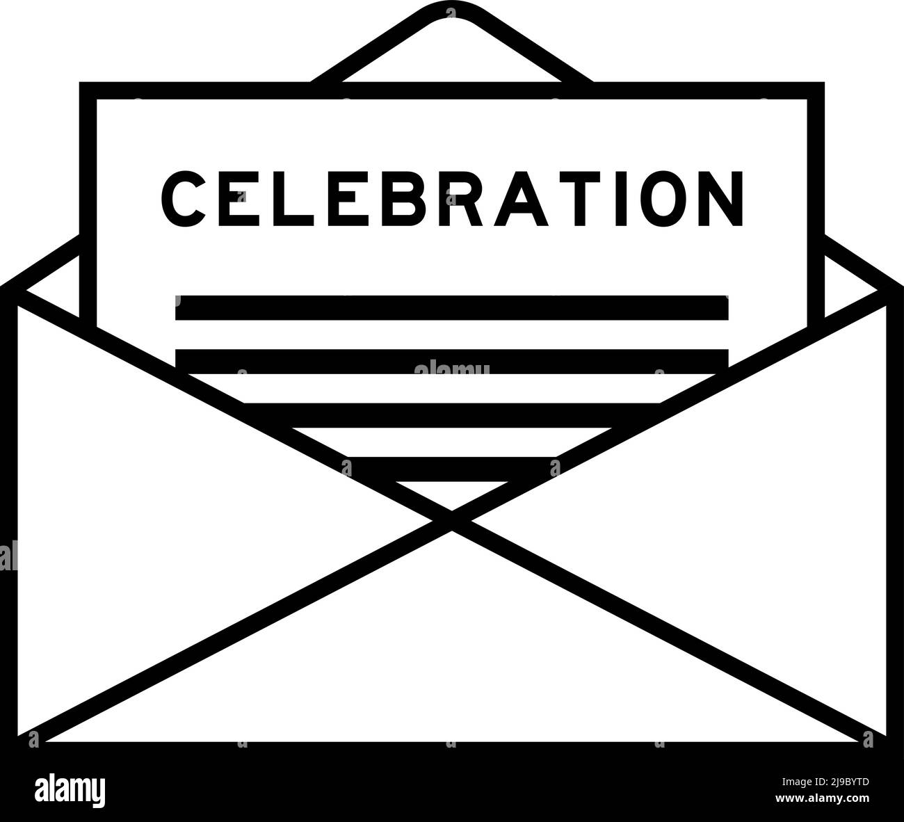 Umschlag und Briefzeichen mit Wortfeier als Überschrift Stock Vektor