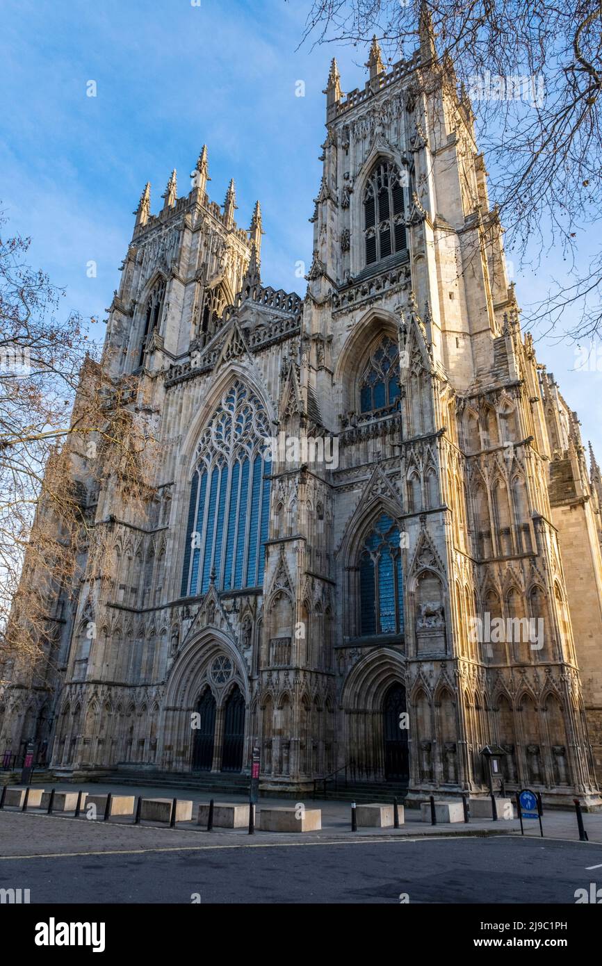 Die vordere Erhebung des York Minster. Stockfoto