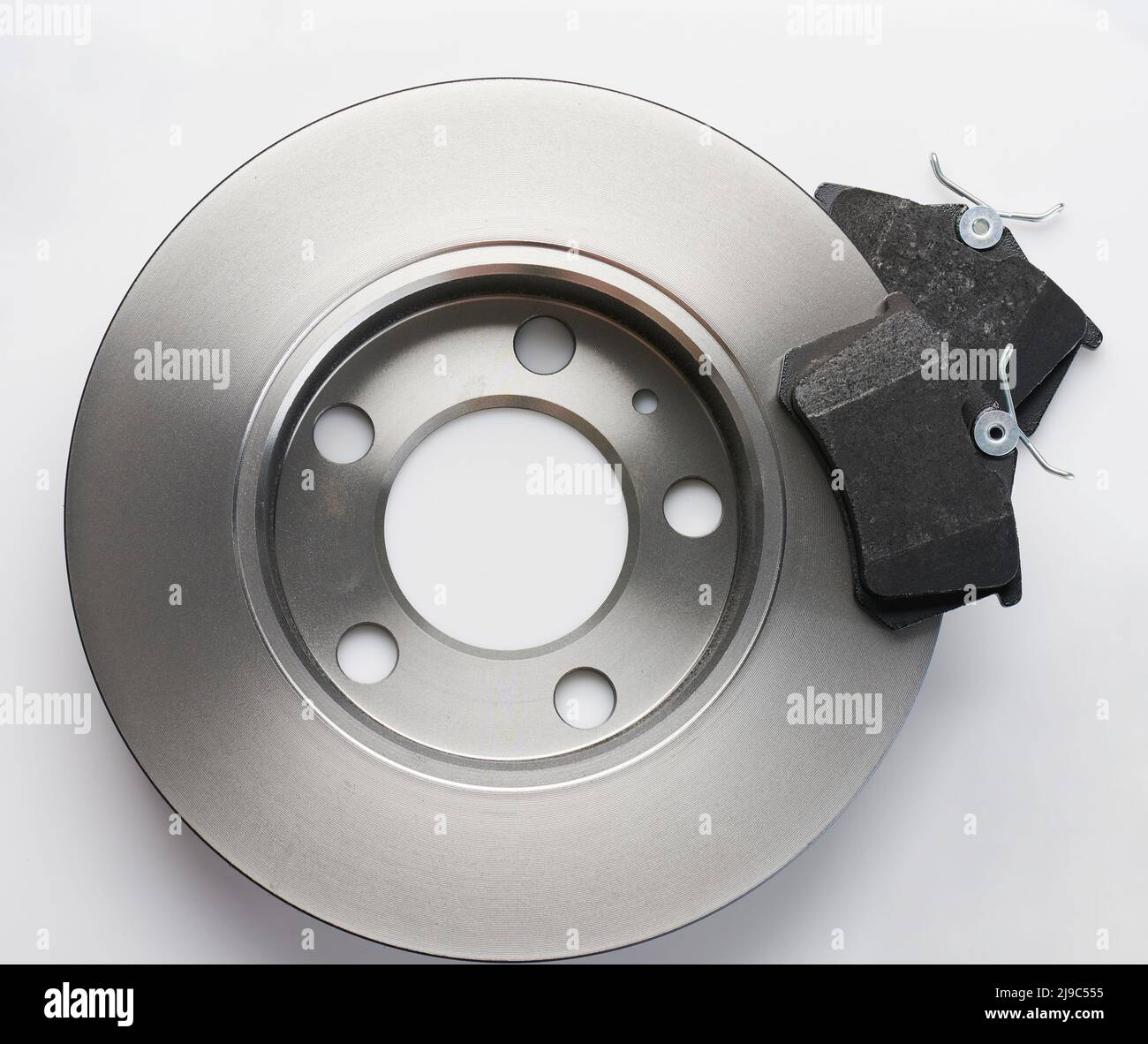 Neue saubere Metall-Auto-Bremse isoliert auf Studio-Hintergrund Stockfoto
