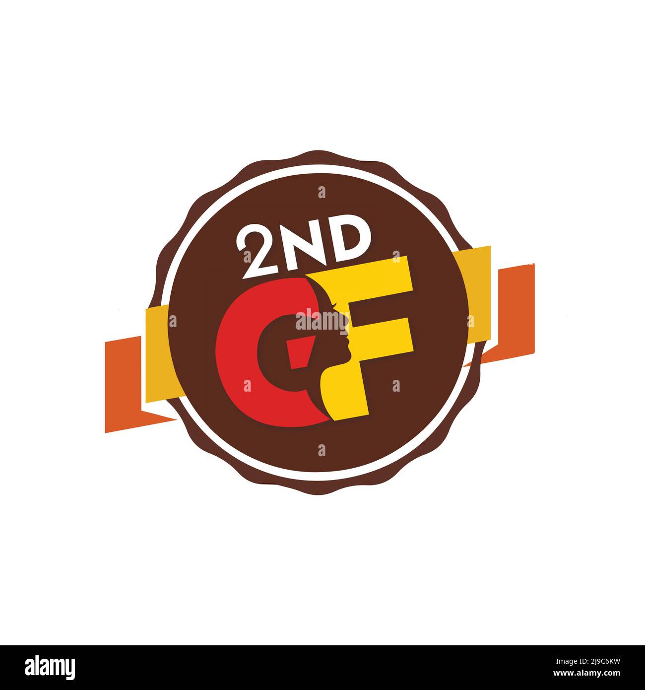 2. GF Illustration Logo, 2. GF im Text mit Kreisform Stock Vektor