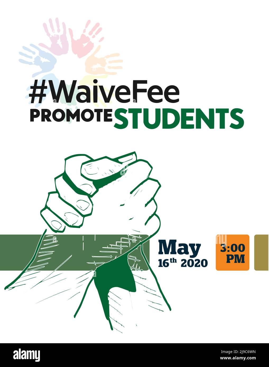 Waive Gebühr fördern Studenten Poster Design mit Einheit Hand Symbol für nationale Bildung Tag Stock Vektor