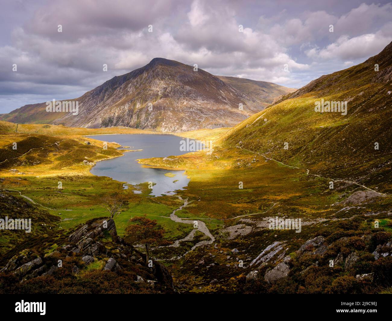 Ein Herbstnachmittag in Cym Idwal in Snowdonia. Stockfoto