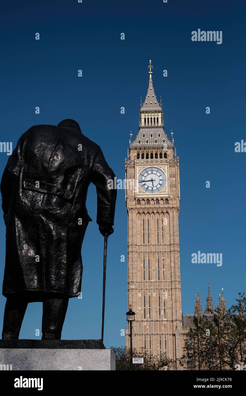 Statue von Sir Winston Churchill, parliament Square, London, Vereinigtes Königreich Stockfoto