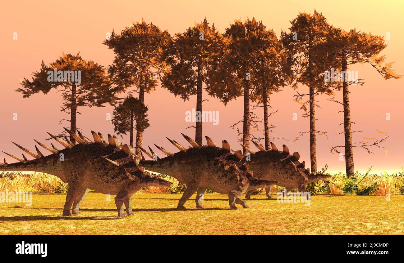 Kentrosaurus war ein pflanzenfressender gepanzerter Dinosaurier, der in der Jurassischen Zeit in Tansania lebte. Stockfoto
