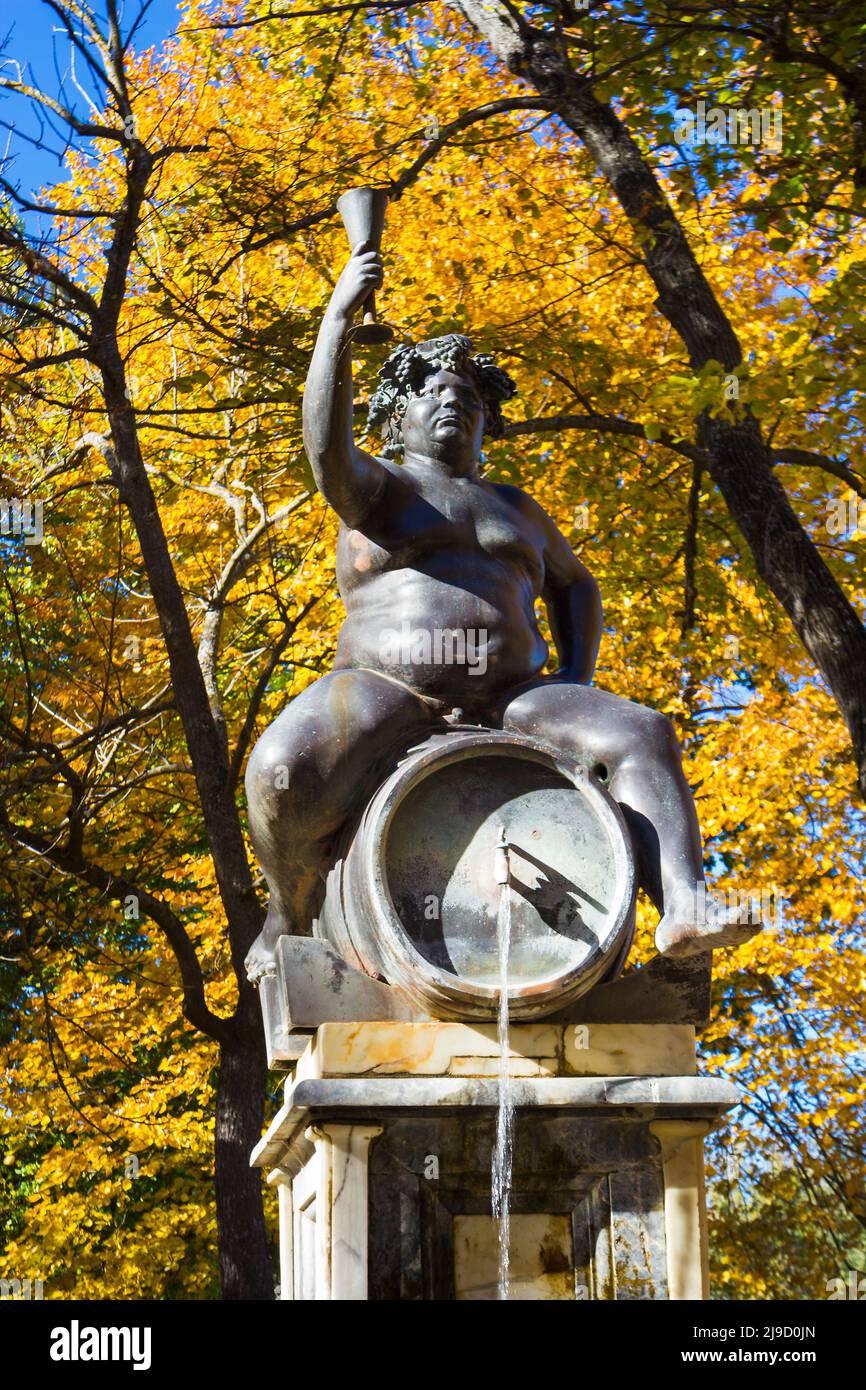 Bacchus, Aranjuez Gardens, Madrid, Spanien Stockfoto