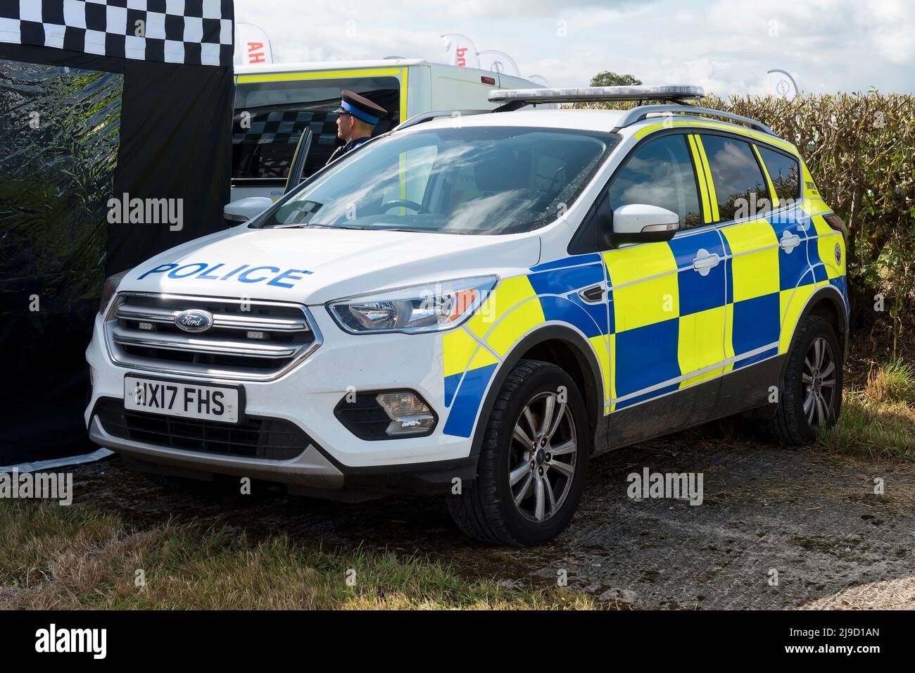 Frome, Somerset, Großbritannien - 11 2021. September: An Avon und Somerset Constabulary Ford Kuga Police Car auf der Frome Agricultural and Cheese Show 2021 Stockfoto
