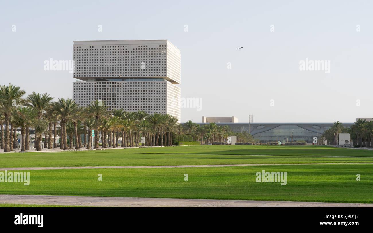 Doha, Katar - Mai 15,2022 : Hintergrundansicht des gründungsgebäudes von katar. Stockfoto