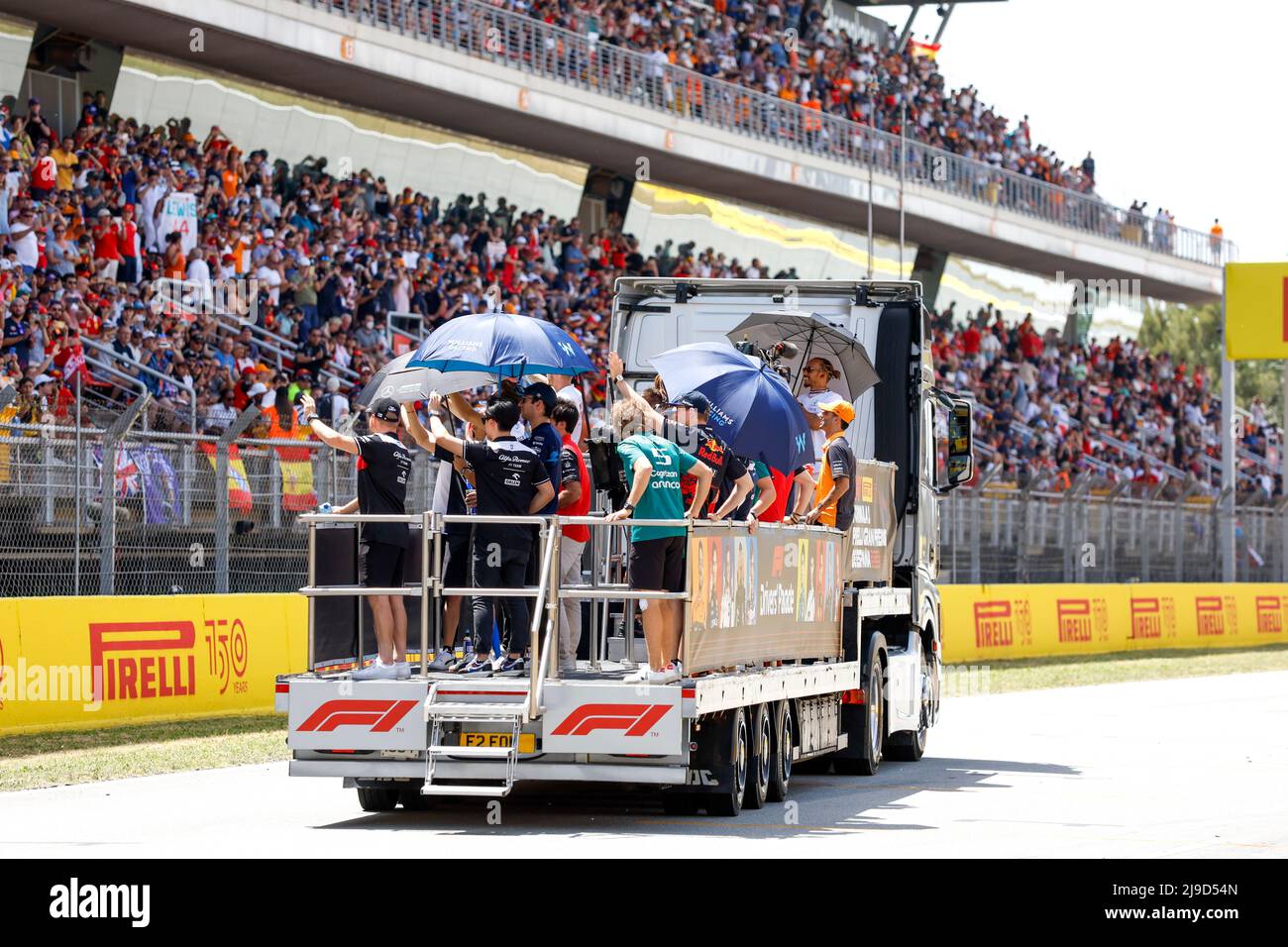 Fahrerparade während des Formel 1 Pirelli Grand Premio de Espana 2022, 6. Runde der FIA Formel 1 Weltmeisterschaft 2022, auf dem Circuit de Barcelona-Catalunya, vom 20. Bis 22. Mai 2022 in Montmelo, Spanien - Foto DPPI Stockfoto