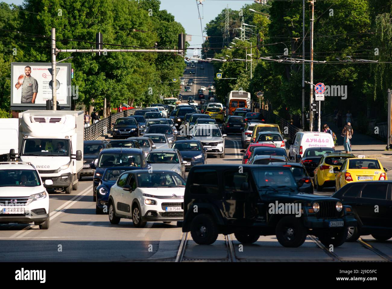 Autoverkehr von Sofia Bulgaria Stockfoto