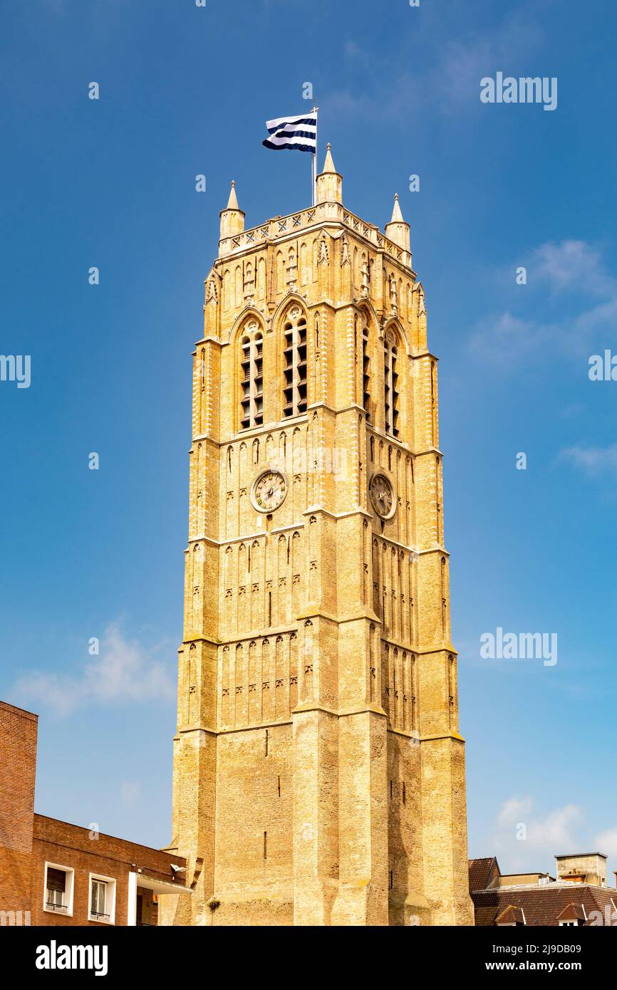 Dunkerque, Stadt in Nordfrankreich, alter Glockenturm Stockfoto