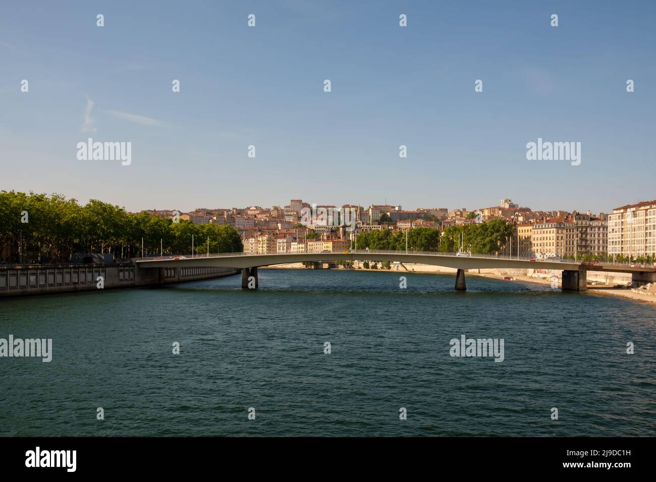 Panoramablick auf den Fluss Saone in Lyon Frankreich Stockfoto