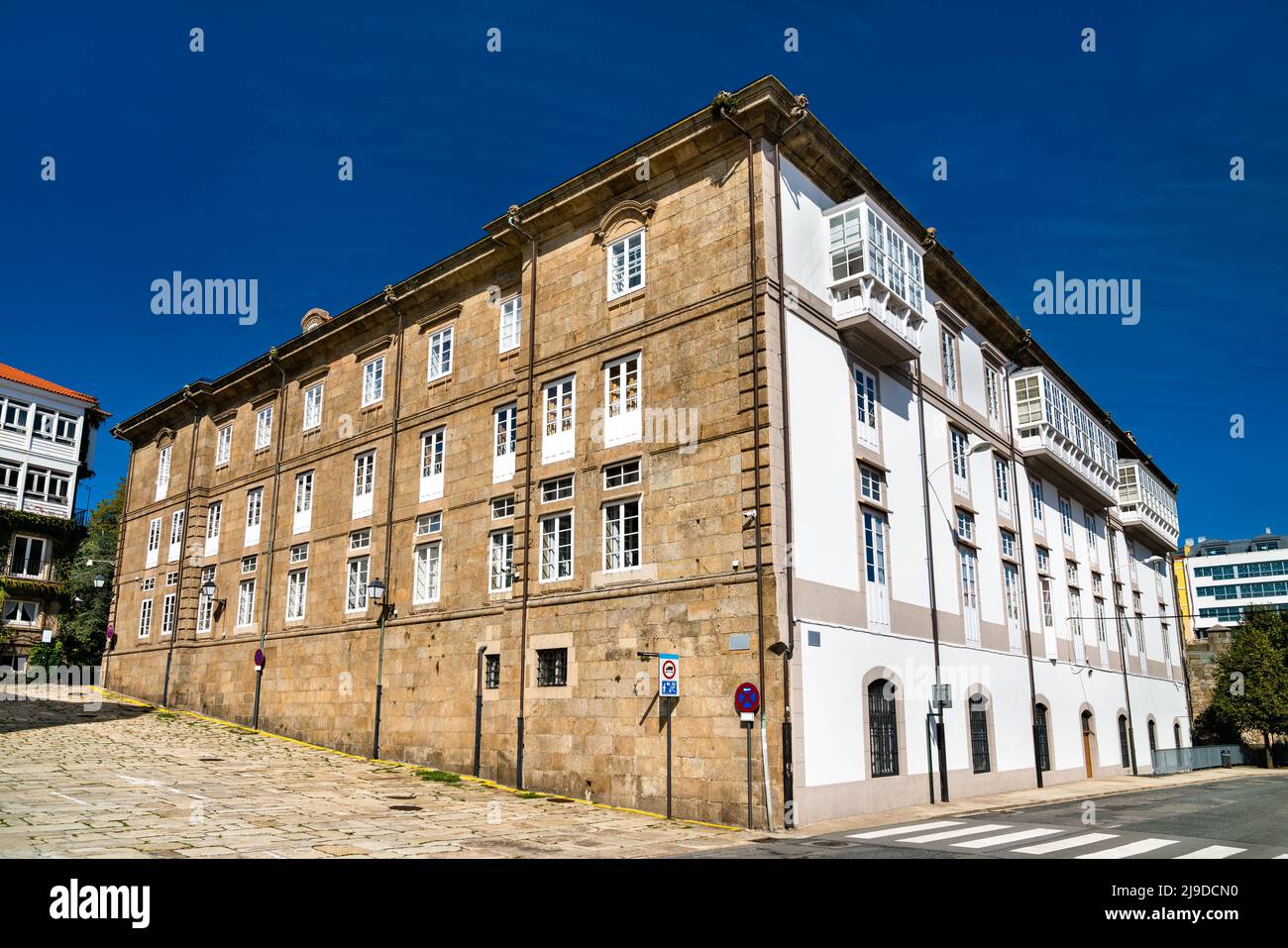 Traditionelle Architektur in A Coruna, Spanien Stockfoto