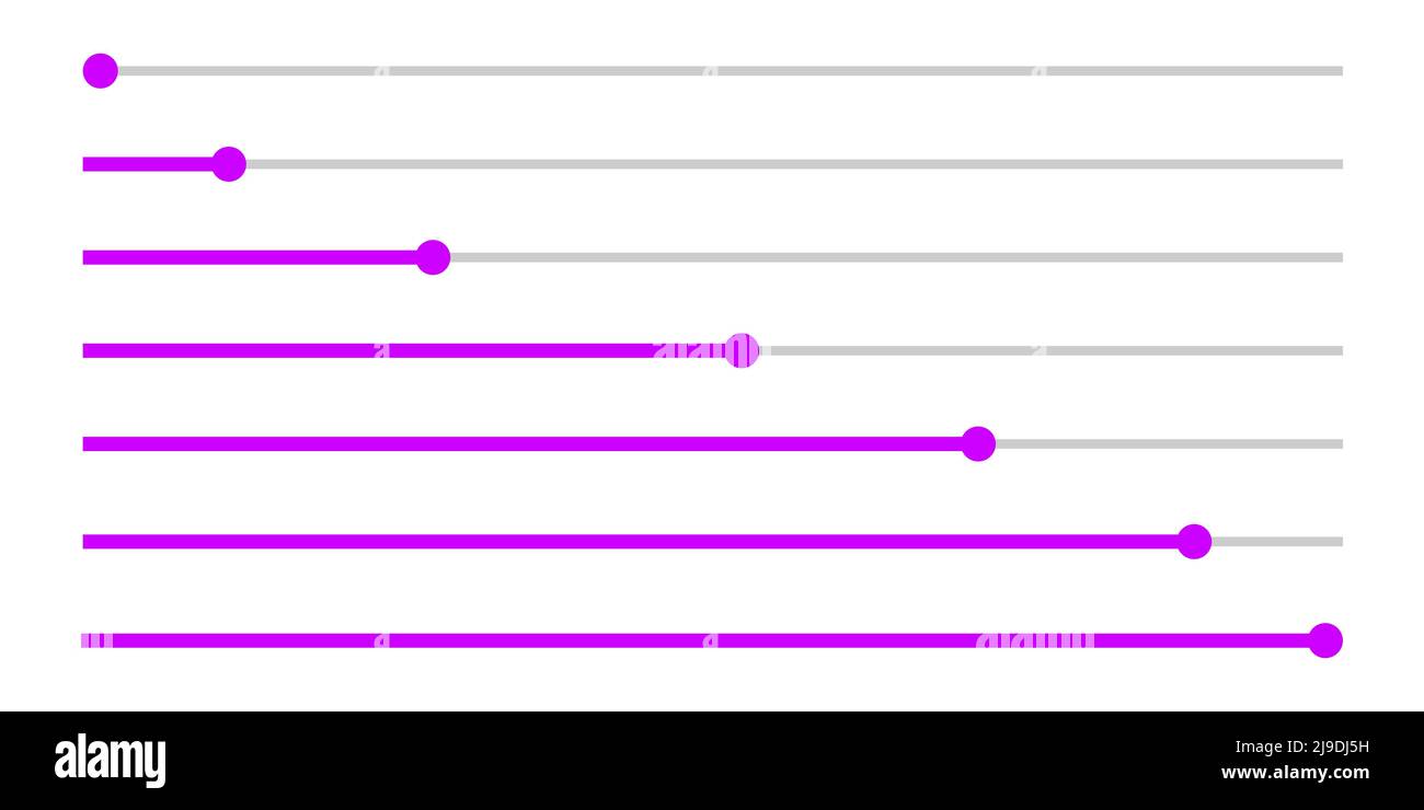 Ladebalken-Symbol eingestellt. Schieberegler für Video- oder Audio-Player. Einfaches Element der Media-Player-Schnittstelle für Website oder mobile App. Vektorgrafik flach. Stock Vektor
