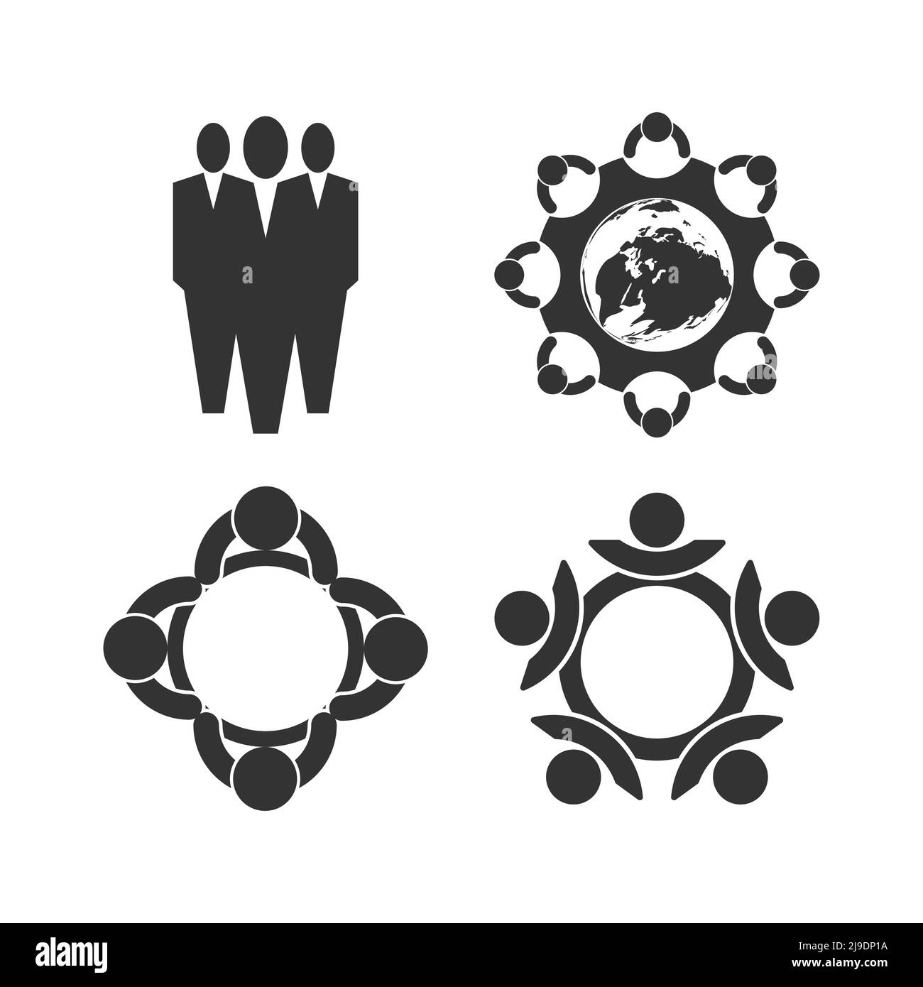Grafische Gruppenverbindung, People Connection-Logosatz, Teamarbeit im Kreis mit Händen, Geschäftstreffen im selben Kraftraum, Vector-Llustrat Stock Vektor