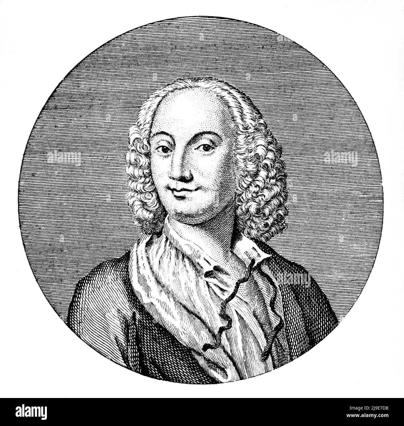 1720 Ca , VENEDIG , ITALIEN : venezianischer Barockmusikkomponist ANTONIO VIVALDI ( 1678 - 1741 ) , Porträt von G. Caldwall , Kupferstecher in Amsterdam , 1725 ca. . - COMPOSITORE - OPERA LIRICA - CLASSICA - KLASSISCH - PORTRAIT - RITRATTO - MUSICISTA - MUSICA BAROCCA - incisione - ritratto - Portrait - colletto - Kragen - Locken - riccioli - Perücke - Parrucca - GESCHICHTE - FOTO STORICHE --- ARCHIVIO GBB Stockfoto