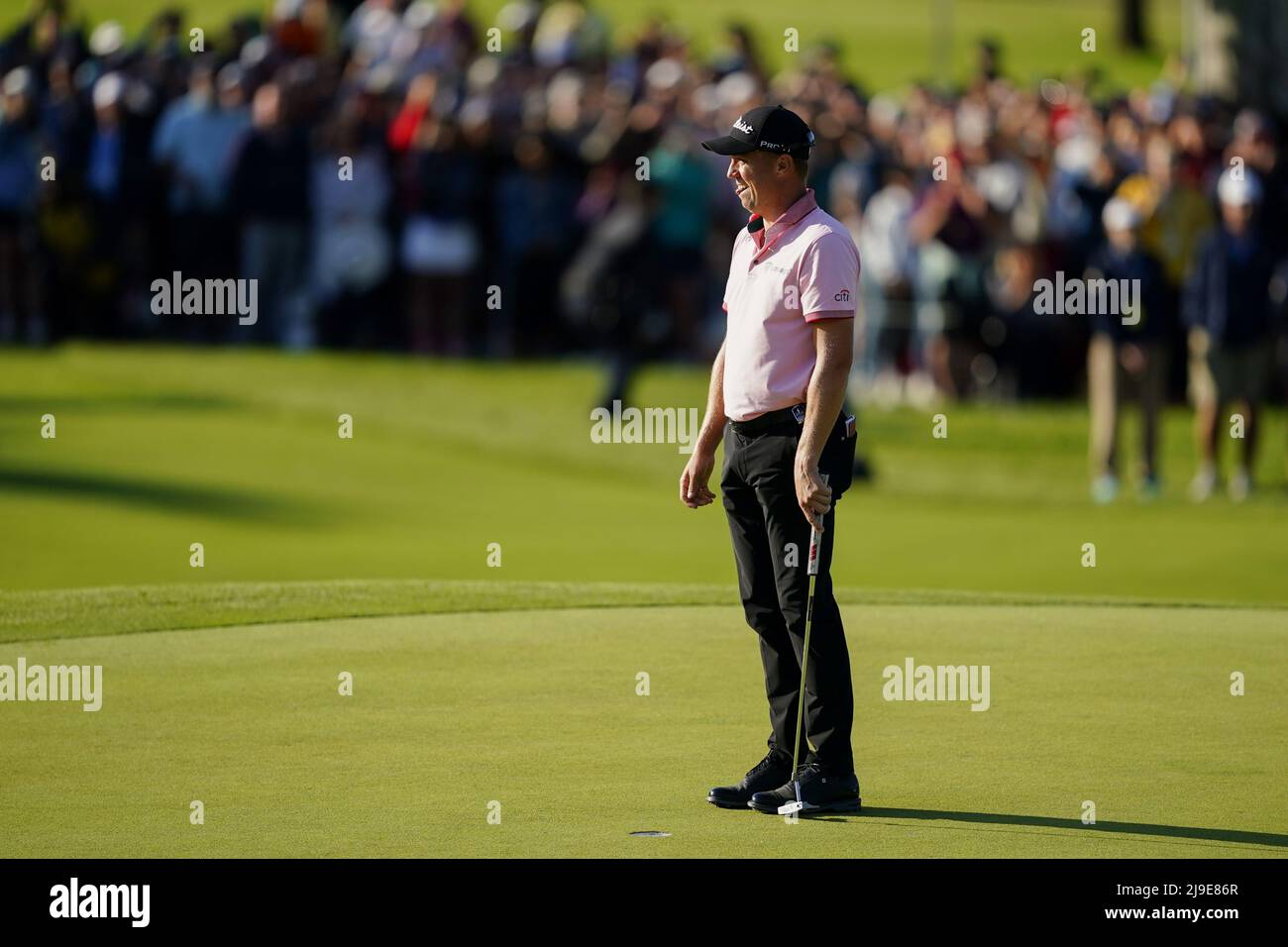 Justin Thomas feiert am Sonntag, den 22. Mai 2022, den Gewinn der PGA Championship im Southern Hills Country Club in Tulsa, Oklahoma. Foto von Kyle Rivas/UPI Stockfoto