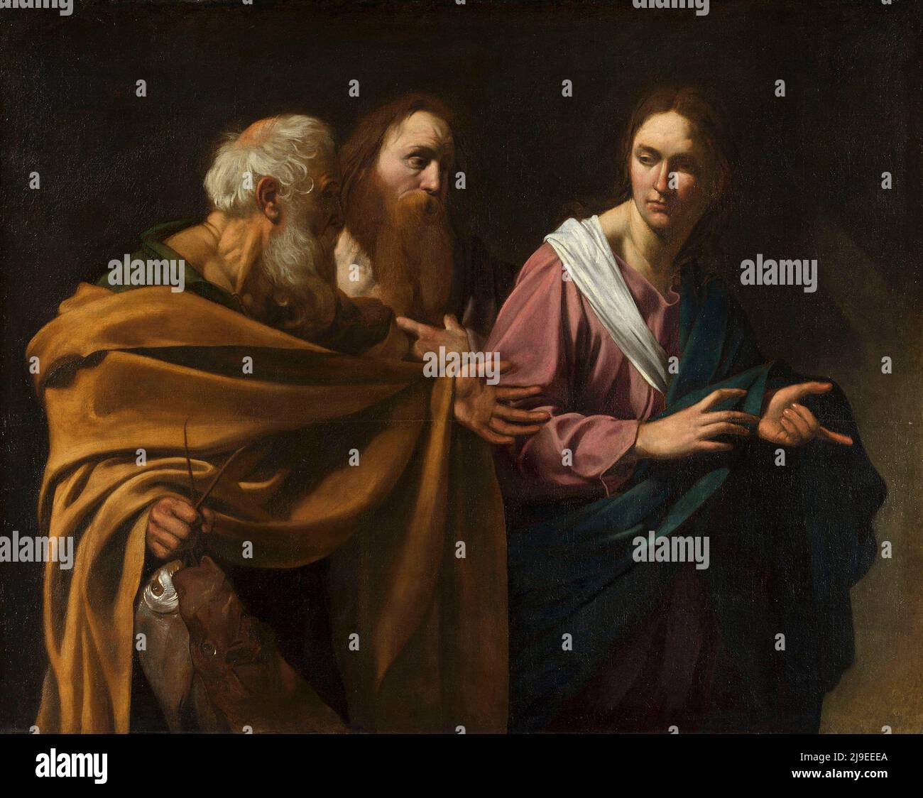 Die Berufung der Heiligen Peter und Andreas gemalt von Caravaggio Stockfoto