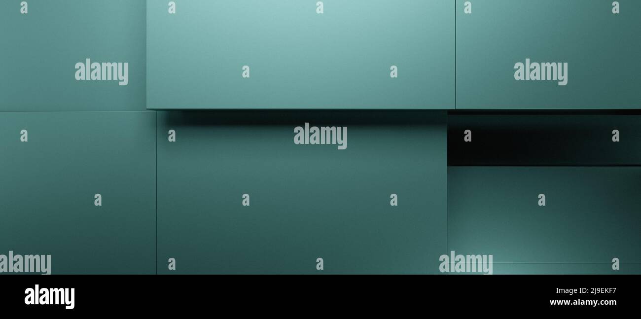 Abstrakt Metallic futuristische Cubes Future Blue Banner Hintergrundtapete 3D Render Stockfoto