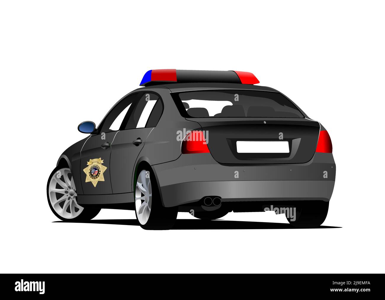 Sheriff Auto auf der Stadt die Straße. vektorgrafik 3D. Stock Vektor