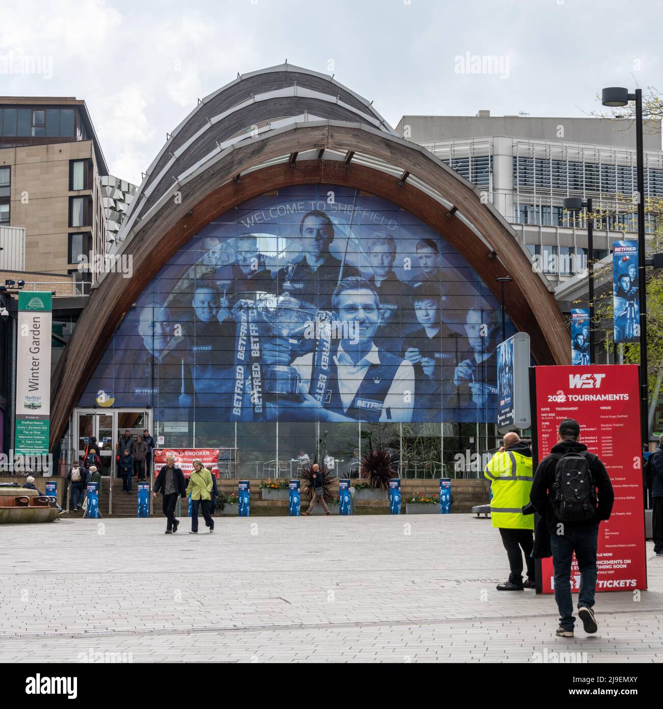 Shefffield Winter Gardens bei der Snookerweltmeisterschaft Stockfoto